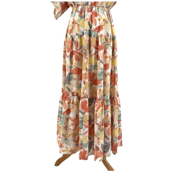 Entro Floral Midi Long Line Dress Size Small Tierred Forest Fairy Cottagecore - Picture 3 of 10